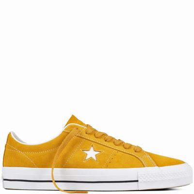 Converse One Star Pro Suede Low Tops Womens - Yellow/White/Black Shoes (188GSPUQ)